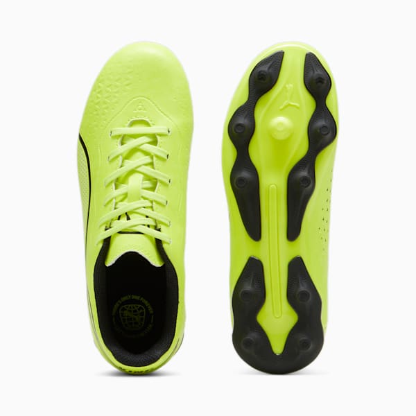 Botines de fútbol Puma KING MATCH FG/AG para niños, Electric Lime-PUMA Black-Poison Pink, large-ARG