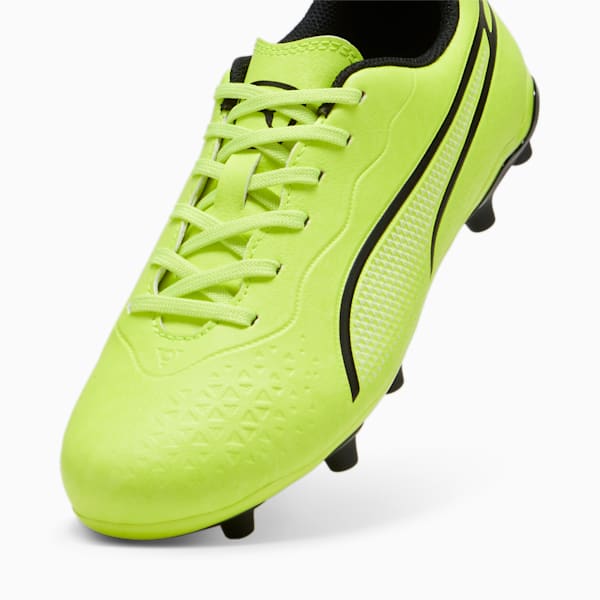 Botines de fútbol Puma KING MATCH FG/AG para niños, Electric Lime-PUMA Black-Poison Pink, large-ARG