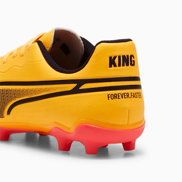 Botines de fútbol Puma KING MATCH FG/AG para niños, Sun Stream-PUMA Black-Sunset Glow, large-ARG