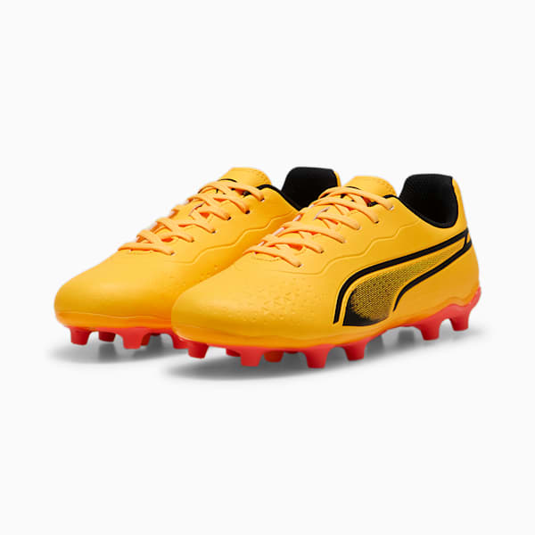 Botines de fútbol Puma KING MATCH FG/AG para niños, Sun Stream-PUMA Black-Sunset Glow, large-ARG