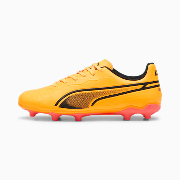 Botines de fútbol Puma KING MATCH FG/AG para niños, Sun Stream-PUMA Black-Sunset Glow, large-ARG