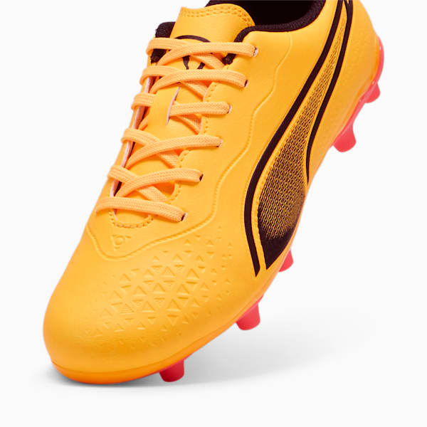 Botines de fútbol Puma KING MATCH FG/AG para niños, Sun Stream-PUMA Black-Sunset Glow, large-ARG