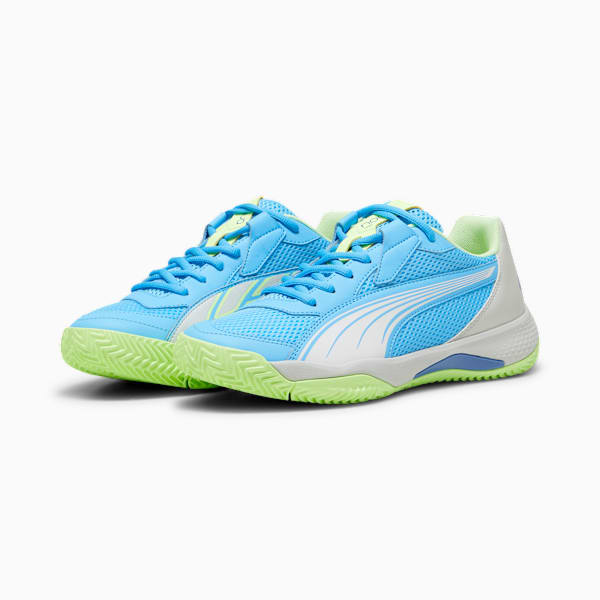 NOVA Court Padel Shoes, Luminous Blue-PUMA White-Glacial Gray, large-MEX