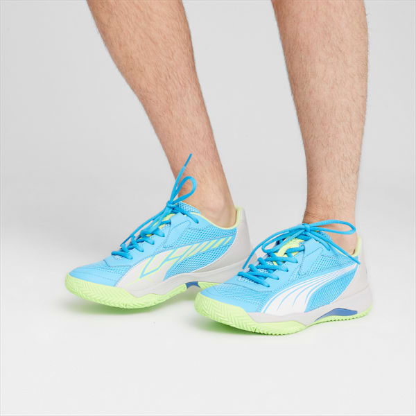 NOVA Court Padel Shoes, Luminous Blue-PUMA White-Glacial Gray, large-MEX