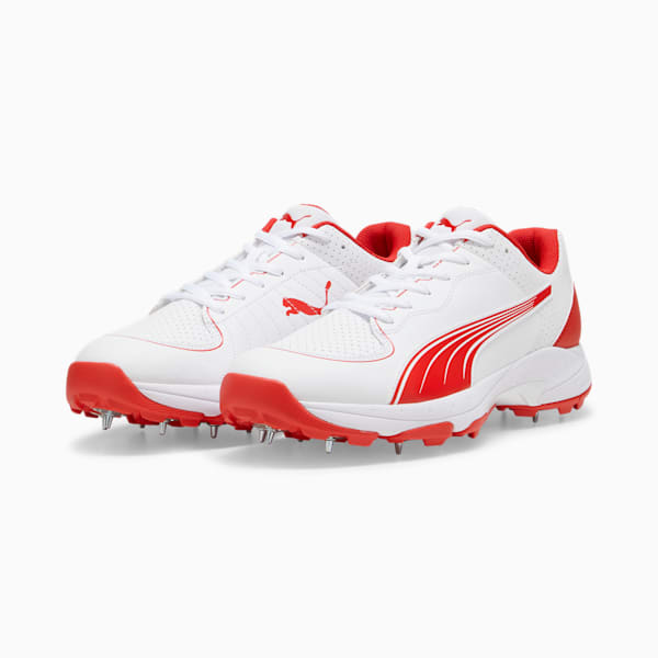 PUMA Spike 24.2 Unisex Ultralight Cricket Shoes, PUMA White-PUMA Red, large-ZAF