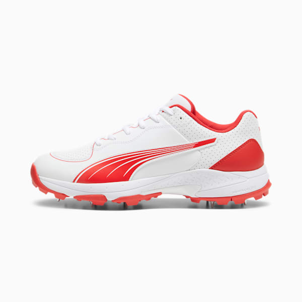 PUMA Spike 24.2 Unisex Ultralight Cricket Shoes, PUMA White-PUMA Red, large-ZAF