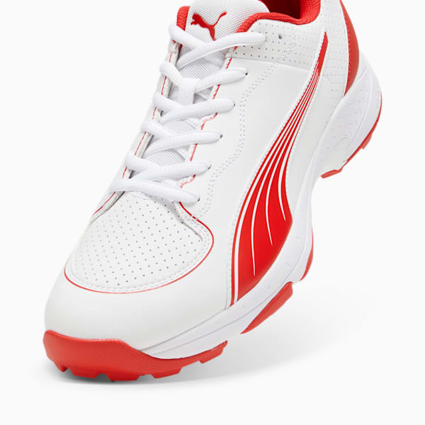 PUMA Spike 24.2 Unisex Ultralight Cricket Shoes, PUMA White-PUMA Red, large-ZAF