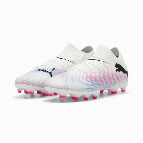 Tacos de fútbol para hombre FUTURE 7 PRO FG/AG, PUMA White-PUMA Black-Poison Pink, large-MEX