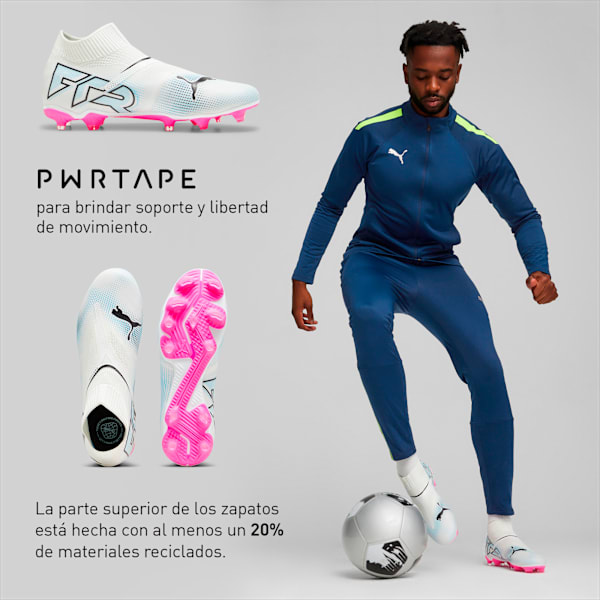 Tacos de fútbol sin cordones para hombre FUTURE 7 MATCH FG/AG, PUMA White-PUMA Black-Poison Pink, large-MEX