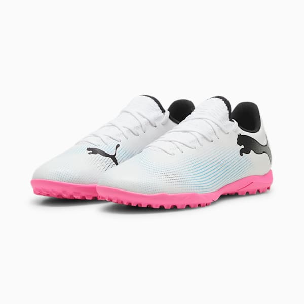 FUTURE 7 PLAY TT Football Boots, PUMA White-PUMA Black-Poison Pink, large-ZAF