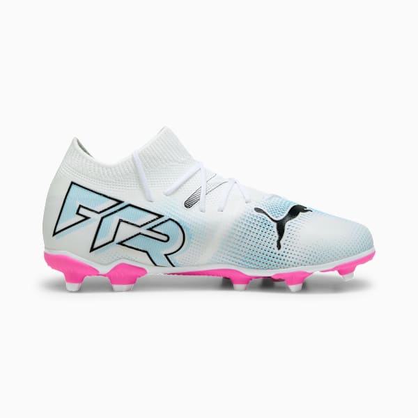 Tacos de fútbol juvenil FUTURE 7 MATCH FG/AG, PUMA White-PUMA Black-Poison Pink, large-MEX