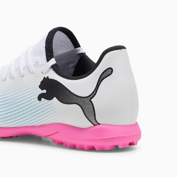 Tacos de fútbol juvenil FUTURE 7 PLAY TT, PUMA White-PUMA Black-Poison Pink, large-MEX