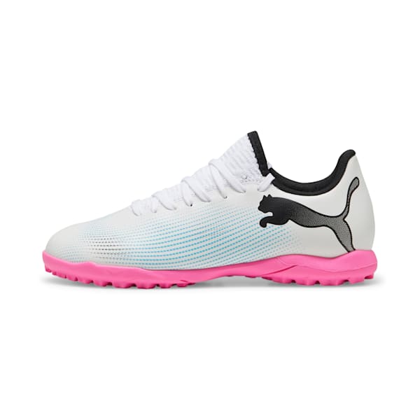 FUTURE 7 PLAY TT Youth Football Boots, PUMA White-PUMA Black-Poison Pink, large-ZAF