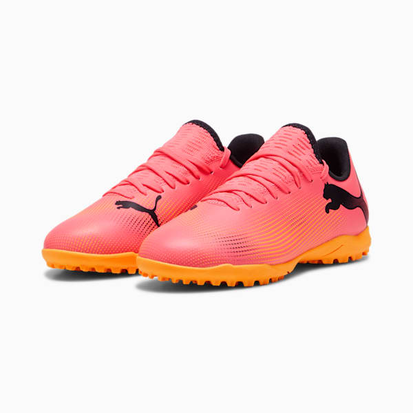 FUTURE 7 PLAY TT Youth Football Boots, Sunset Glow-PUMA Black-Sun Stream, large-ZAF