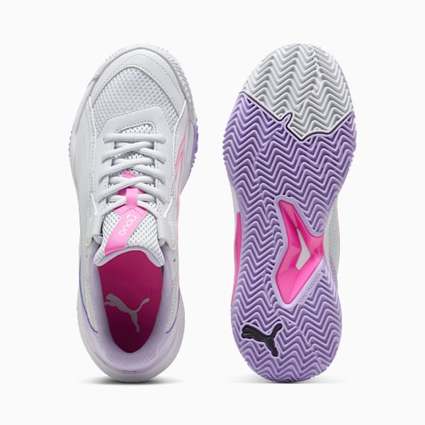 NOVA Court Women's Padel Shoes, Silver Mist-PUMA White-Vivid Violet, large-MEX