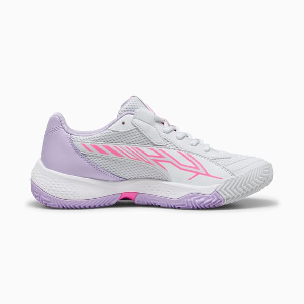 NOVA Court Women's Padel Shoes, Silver Mist-PUMA White-Vivid Violet, large-MEX