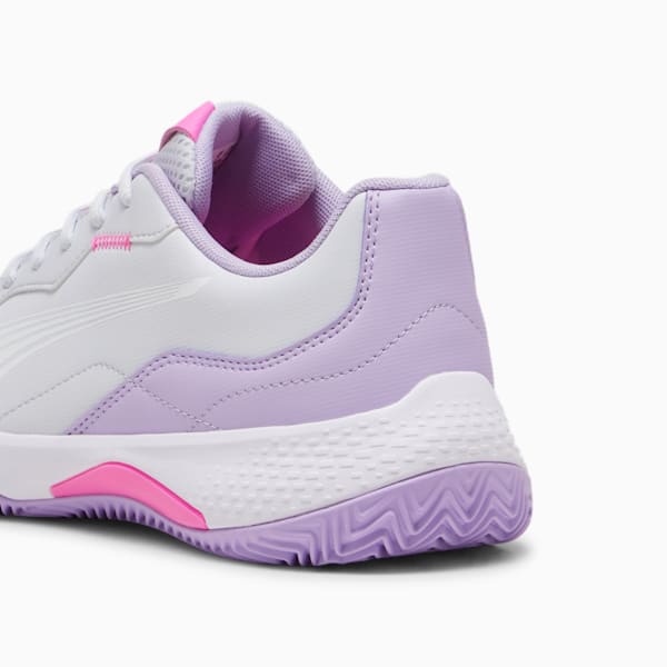 NOVA Smash Women's Padel Shoe, Silver Mist-PUMA White-Vivid Violet, large-ZAF
