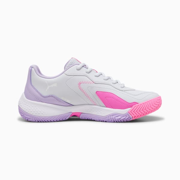 NOVA Smash Women's Padel Shoe, Silver Mist-PUMA White-Vivid Violet, large-ZAF