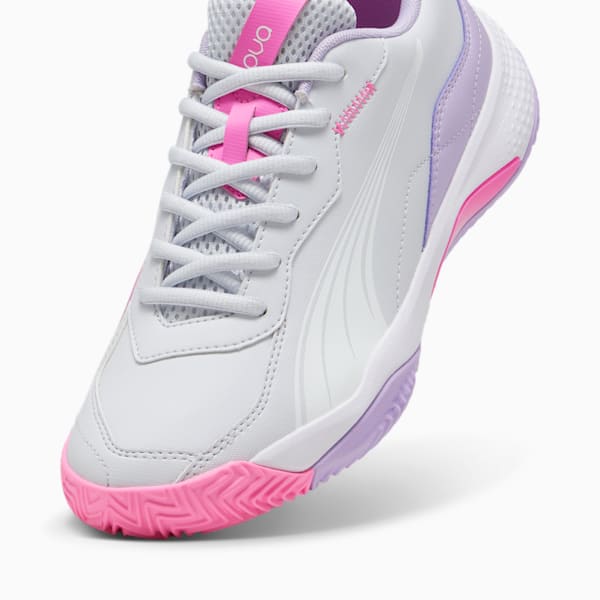 NOVA Smash Women's Padel Shoe, Silver Mist-PUMA White-Vivid Violet, large-ZAF