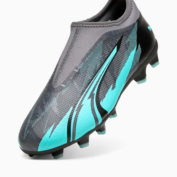 ULTRA MATCH RUSH Youth Football Laceless FG/AG  Boot, Strong Gray-PUMA White-Elektro Aqua, large-ZAF