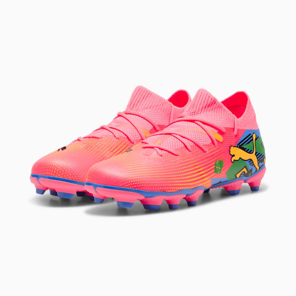 PUMA x NEYMAR JR FUTURE 7 MATCH FG/AG Youth Football Boots, Sunset Glow-PUMA Black-Sun Stream-PUMA Green-Bluemazing, large-ZAF