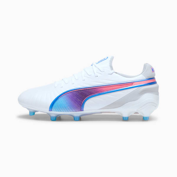 KING ULTIMATE FG/AG Football Boots Women, PUMA White-Bluemazing-Flat Light Gray-Sunset Glow, large-MEX