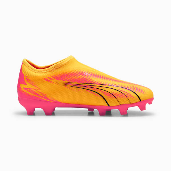 Botines de fútbol juveniles sin cordones ULTRA MATCH FG/AG, Sun Stream-PUMA Black-Sunset Glow, large-ARG