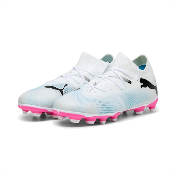 Botines de fútbol juveniles FUTURE 7 MATCH FG/AG, PUMA White-PUMA Black-Poison Pink, large-ARG