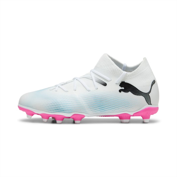Botines de fútbol juveniles FUTURE 7 MATCH FG/AG, PUMA White-PUMA Black-Poison Pink, large-ARG
