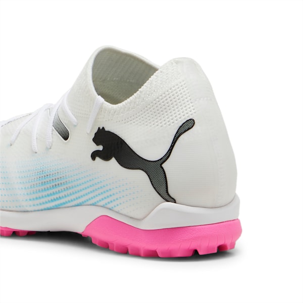 Botines de fútbol juveniles de corte medio FUTURE 7 MATCH NJR FG/AG, PUMA White-PUMA Black-Poison Pink, large-ARG