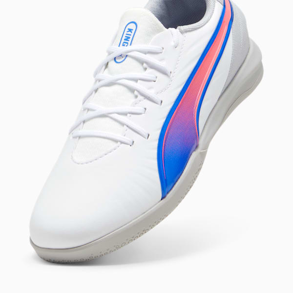 KING MATCH IT Football Boots Youth, PUMA White-Bluemazing-Flat Light Gray, large-MEX
