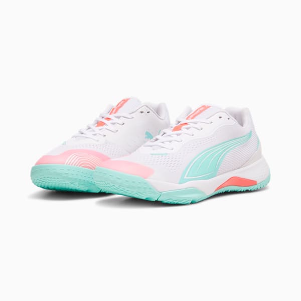 Solarstrike III W+ Indoor Sports Shoes Women, PUMA White-Electric Peppermint, large-ZAF