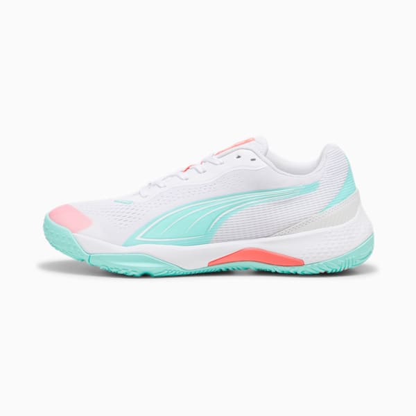 Solarstrike III W+ Indoor Sports Shoes Women, PUMA White-Electric Peppermint, large-ZAF
