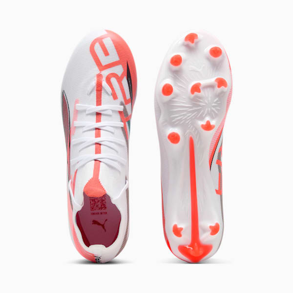 Tacos de fútbol ULTRA 5 MATCH+ FG/AG Mujer, PUMA White-PUMA Black-Glowing Red, large-MEX