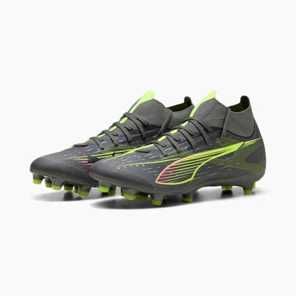 Tacos de fútbol ULTRA 5 MATCH+ FG/AG Mujer, Matte Aged Silver-Yellow Alert-Puma Aged Silver, large-MEX