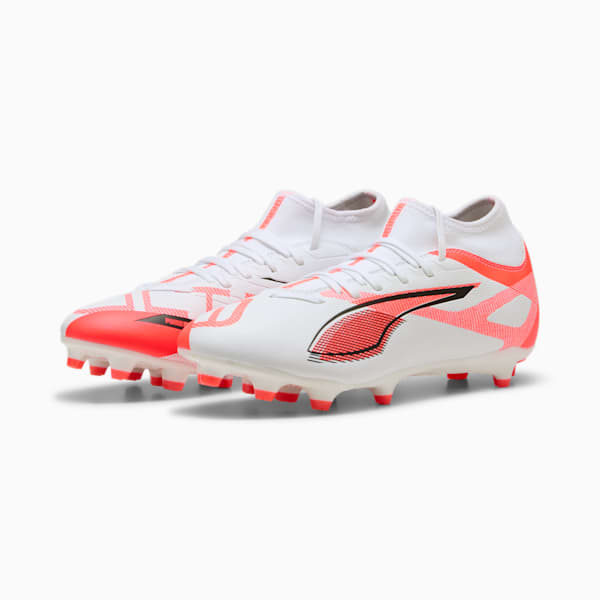 ULTRA 5 PLAY+ FG/AG Football Boots Unisex, PUMA White-PUMA Black-Glowing Red, large-ZAF