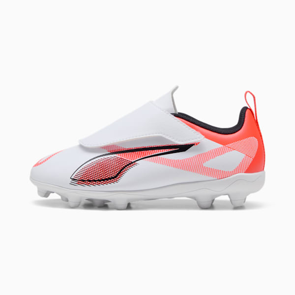Tacos de fúbtol adolescentes ULTRA 5 PLAY V FG/AG RB, PUMA White-PUMA Black-Glowing Red, large-MEX