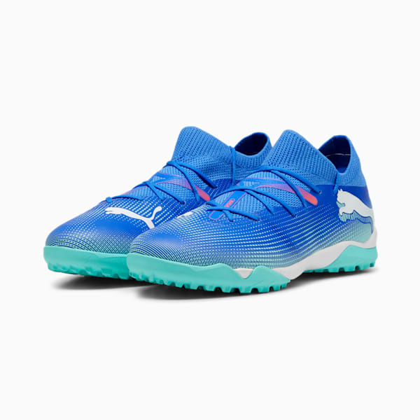 Botines de futsal Future 7 Match TT para mujer, Bluemazing-PUMA White-Electric Peppermint, large-ARG