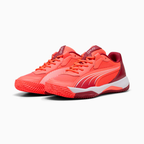 NOVA Court Padel Shoes, Glowing Red-Dark Crimson-PUMA White, large-MEX