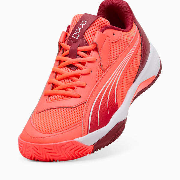 NOVA Court Padel Shoes, Glowing Red-Dark Crimson-PUMA White, large-ZAF