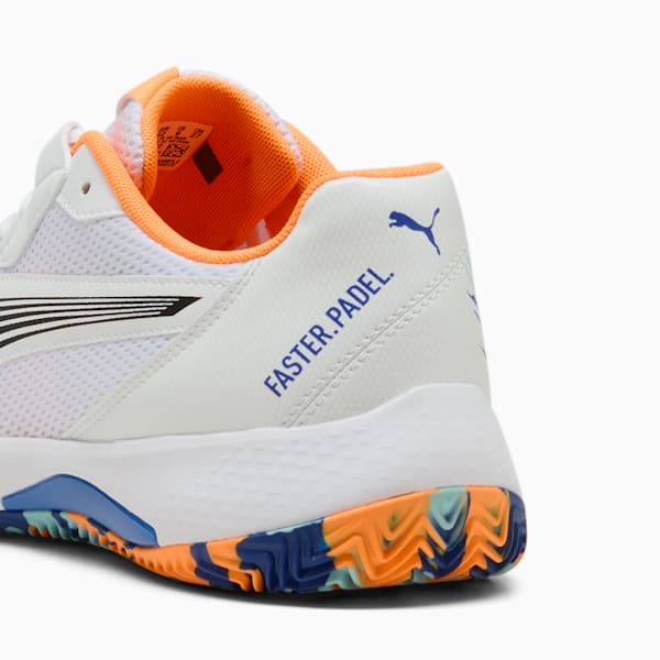 NOVA Court Padel Shoes, PUMA White-PUMA Black-Vivid Blue-Heat Fire, large-MEX