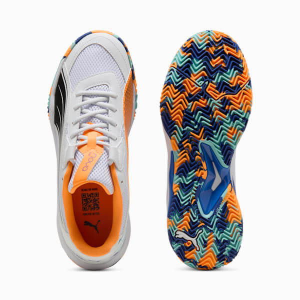NOVA Court Padel Shoes, PUMA White-PUMA Black-Vivid Blue-Heat Fire, large-MEX