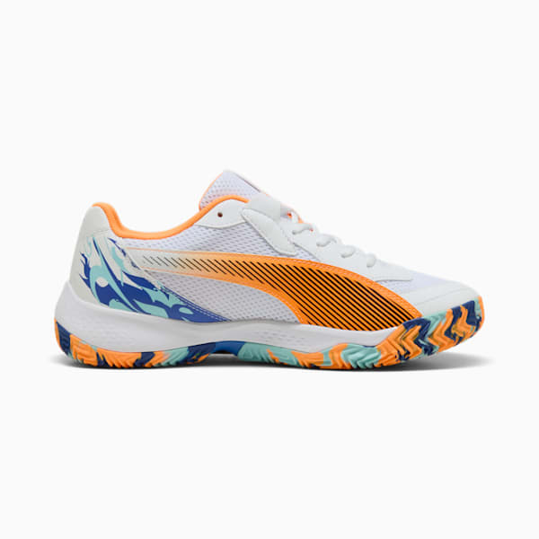 NOVA Court Padel Shoes, PUMA White-PUMA Black-Vivid Blue-Heat Fire, large-MEX
