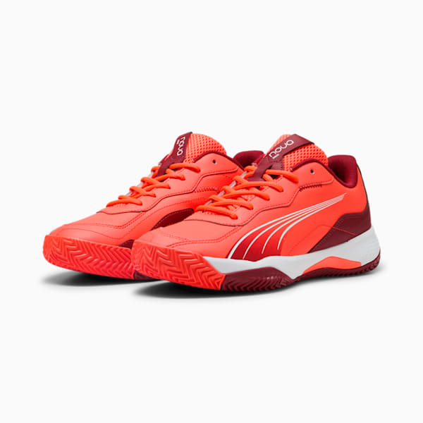 NOVA Smash Padel Shoes, Glowing Red-Dark Crimson-PUMA White, large-ZAF