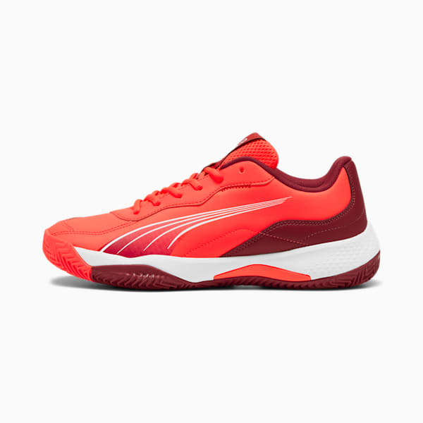 NOVA Smash Padel Shoes, Glowing Red-Dark Crimson-PUMA White, large-ZAF