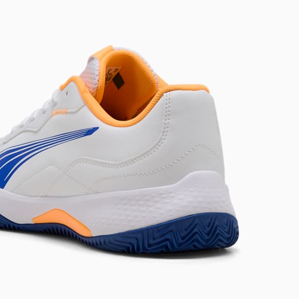 NOVA Smash Padel Shoes, PUMA White-Vivid Blue-Heat Fire-PUMA Black, large-MEX
