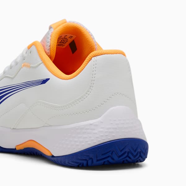 NOVA Smash Padel Shoes Youth, PUMA White-Vivid Blue-Safe Lake-Heat Fire, large-MEX