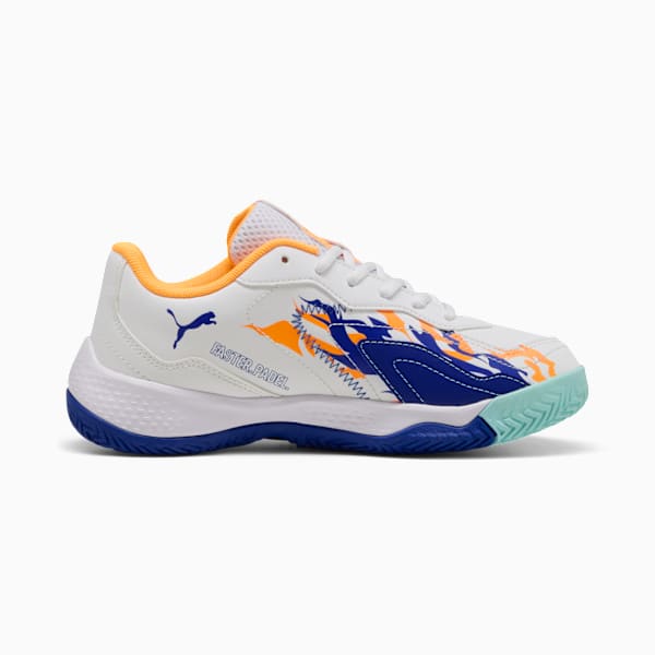 NOVA Smash Padel Shoes Youth, PUMA White-Vivid Blue-Safe Lake-Heat Fire, large-ZAF