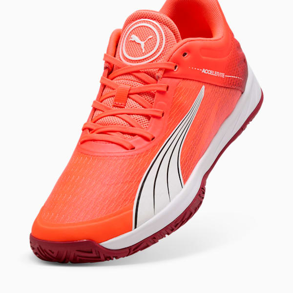 Accelerate Turbo Handball Shoes Unisex, Glowing Red-PUMA White-Dark Crimson-PUMA Black, large-ZAF