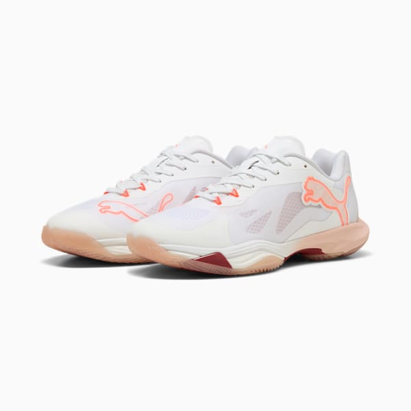 Vantage NITRO™ Handball Shoes Women, PUMA White-Glowing Red-Rose Quartz-Dark Crimson, large-ZAF